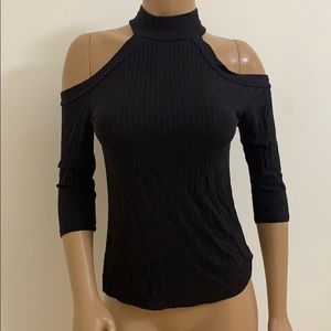 Black cut out shoulders top